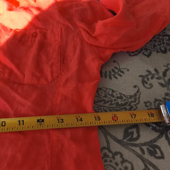 MaxMara Weekend 100% Linen Button Down Blouse sz S/M Orange Beach Quiet Luxury - Picture 9 of 10
